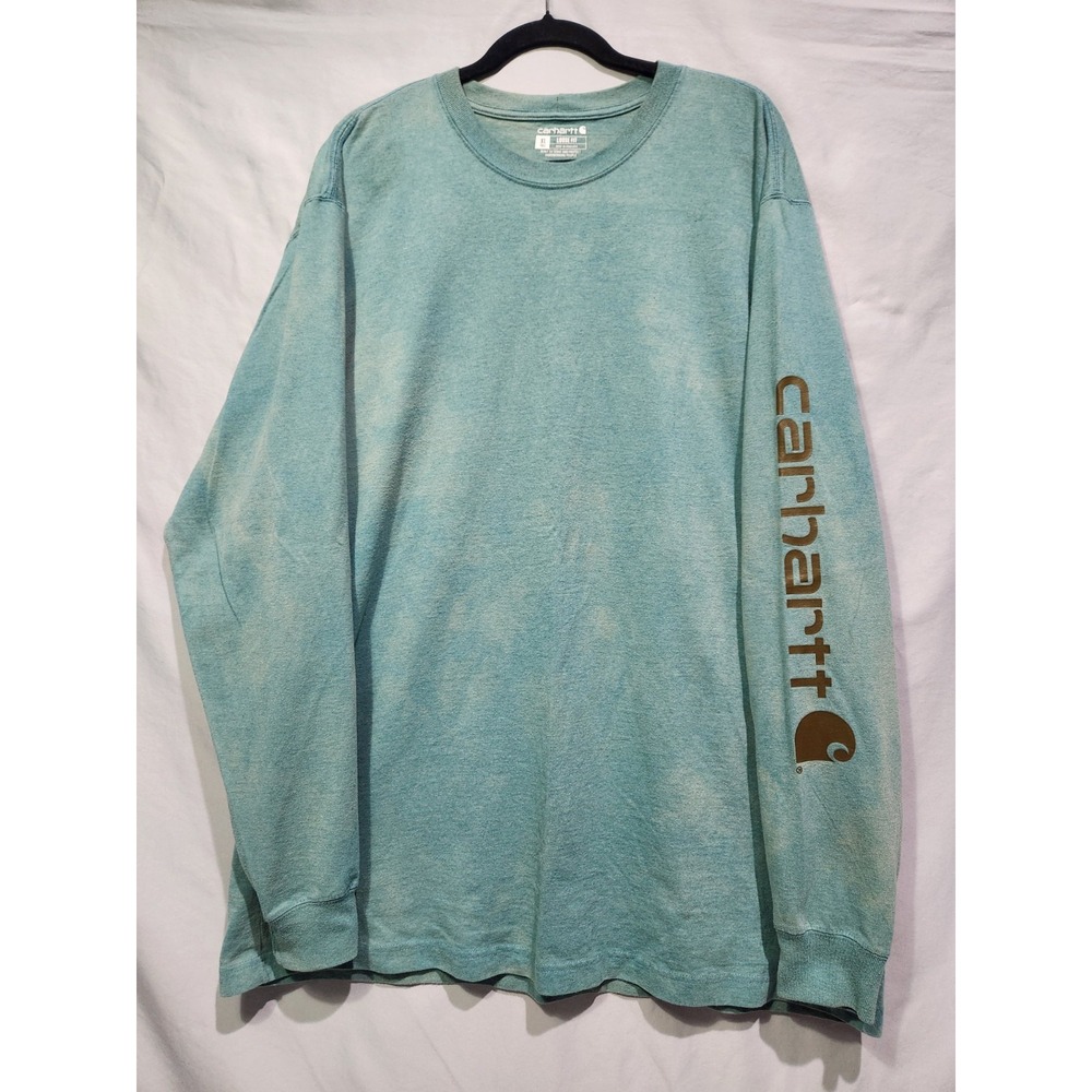 Carhartt XLT Tall K231 H24 Mens Longsleeve Loose Fit Heavyweight Teal Blue Shirt